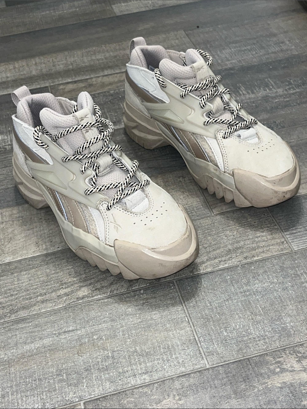 Reebok Cardi B Chunky Lace-Up Modern Beige Sneakers - Beige Cream 6.5